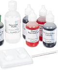 Comprehensive Soil pH Test Kit for Home Gardens DIY 3.8 to 8.4 pH with five indicator reagents and distilled water bottles.