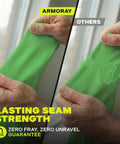 Comparison of UV Shield Arm Sleeves for Men and Women, 10 Pair Cooling Compression with others, highlighting seam strength.