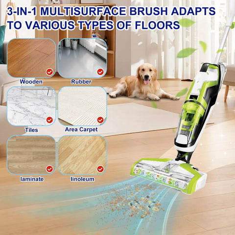 Pro Grade Brush And Filter Replacement Parts For Bissell CrossWave Vacuum Fits 3888A And 1785 Series Models Includes Replacement Brushes And Filters For 1785G 1785B 1785F And More For Easy Deep Clean, multi-surface brush head on wood floor