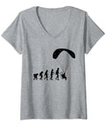 Paramotor Paragliding Evolution V Neck Tee For Sky Gear And Aviation Fans Gray Lightweight Classic Fit With Double Needle Sleeve And Hem Details Built For Comfort And Everyday Wear