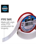 PTFE Thread Seal Tape Half Inch By 260 Inches White And Blue Spool, shown in packaging, for plumbing and gas line sealing.