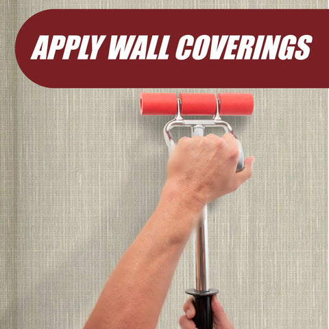 Applying wall cover with Extendable Heavy Duty Floor And Wall Roller For Laminate LVP Veneer Linoleum Carpet Tile And Wall Coverings