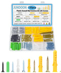 All In One 130 Piece Drywall Anchors And Screws Kit With 6 Sizes Plastic Wall Anchors And Phillips Flat Head Wood Screws.