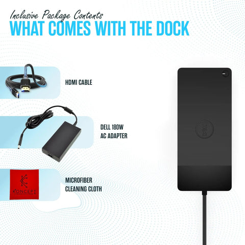 WD19S Dual Monitor Docking Station With 180W Power USB C HDMI And Dual DisplayPort includes HDMI cable and cleaning cloth