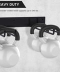 Heavy Duty Folding Chair Storage Rack Set for Garage and Home, Space-Saving Wall-Mount Organizer with kettlebells on hooks