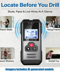 Wall Scanner Stud Finder with Deep Scan 4 Depth Modes-Electronic Stud Detector for Wood,Metal,AC Wires,Pipes,Rebar with LCD Display-Black in use for installing TVs and hanging frames.