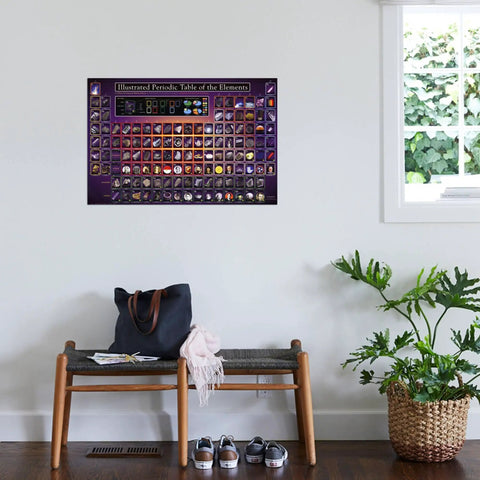 Illustrated Periodic Table Poster, 36 By 24 Inch Wall Art in living room, Educational STEM Decor with non-toxic archival inks.