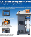 High Precision 90 Degree Corner Labeler With Plc Control And Plus Or Minus 0 5mm Accuracy Speeds Of 15 To 30 Labels Per Minute features a PLC touchscreen controller.