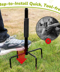 Easy installation of 360 Degree Rotation Tether Dog Rope Toy Set For Solo Yard Park Play, foot pressing pole into ground
