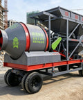 Portable Concrete Mixing Plant For Warehouse Floor Pouring And Flat Smooth Surfaces No Fuss Small Batch Mobile Setup For Construction Sites Easy To Use Quick Cleanup Built For Level Floors, wheeled steel unit on site