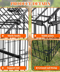 Product details of Heavy Duty Metal Chicken Coop With Waterproof And Anti UV Cover No Fuss Portable Chicken Run For Yard Poultry Cage Hen House For Backyard Farm Use 86 Inch Long By 40 Inch Wide By 40 Inch High Rust Resistant Epoxy Coated Frame Ground Nails Included showing sturdy hooks, stable joints, support rod, and ground nail fixing.