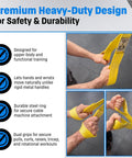 Heavy Duty Cable Machine Strap Attachment for upper body training with ergonomic soft grip, shown in yellow with durable steel ring.