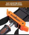 Band Clamp For Woodworking And Picture Framing with quick-release levers for easy adjusting, orange handle detail.