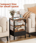 Nightstand With Charging Station And USB Ports, Bedside Table With Adjustable Fabric Drawer in living room setting