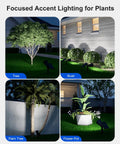 4 Pack Solar Spotlight Set Outdoor Waterproof LED Landscape Lights illuminating plants in a garden at night with adjustable angles