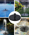 2-Pack 1.5W Solar Powered Bird Bath Fountain Pump Kit With Six Nozzles, Eco Friendly Solar Water Pump, four installation views