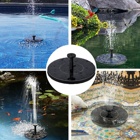 2-Pack 1.5W Solar Powered Bird Bath Fountain Pump Kit With Six Nozzles, Eco Friendly Solar Water Pump, four installation views