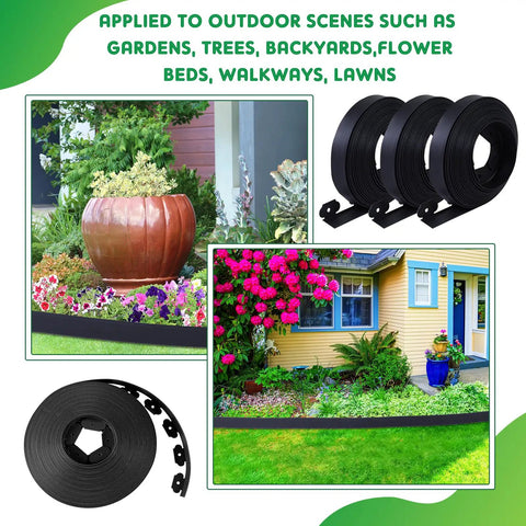 236 Ft Garden Landscape Edging Kit With 2 Inch Tall Border 216 Anchoring Spikes 21 Connectors Flexible Plastic Border Roll