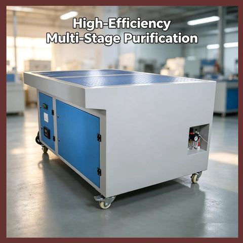 Heavy Duty Top Shelf Industrial Dust Collector And Welding Fume Extractor With Badass 220V 3Kw Motor Dual Drum Multi Stage Purification For Grinding And Clean Shop Work on wheels in a clean workspace.