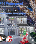 Night scene of house with 1000 LED Outdoor Christmas String Lights 403 Ft With 8 Modes IP44 Waterproof Fairy Lights glowing.
