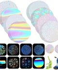 320 Pcs Badge Protective Film 85mm 3.35 Inch With 8 Styles Holographic Glitter for 58mm Button Maker Machines