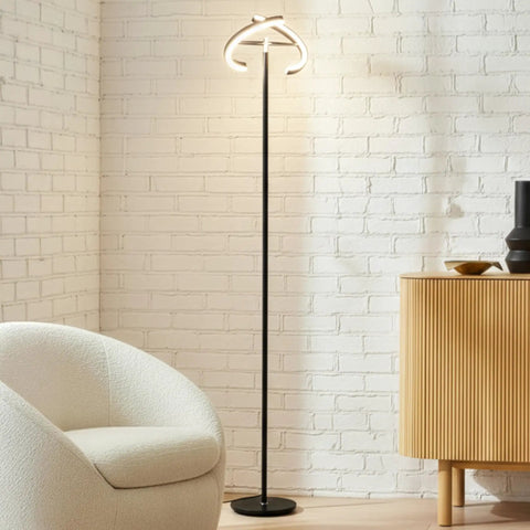 Halo Split LED Torchiere Floor Lamp dimmable bright light tall standing lamp for living room with adjustable light rings
