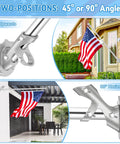 1 Inch Flag Pole Holder For Outdoor House Use, Heavy Duty Aluminum 2 Position Flag Pole Bracket Mount With 3 Fixed Holes
