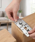 Hand installing Heavy Duty Sectional Couch Connectors 6 Pack, Metal Lock Clips on wood furniture