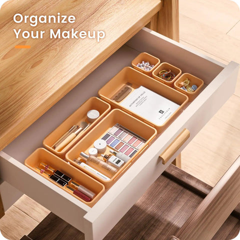 46 Piece Tool Box Organizer Set With 5 Size Tray Dividers Orange Desk Drawer Organizer For Garage Storage And Tool Chest