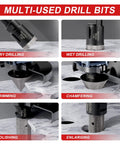 Heavy Duty 14 Piece Diamond Core Drill Bit And Hole Saw Kit With Quick Drop Core Extractor For Concrete Masonry Work showcasing drill bits for varied applications.