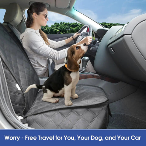 Heavy Duty Front Seat Cover For Dogs With Side Flaps Waterproof 900D Protector for Cars SUVs Trucks And Minivans in use