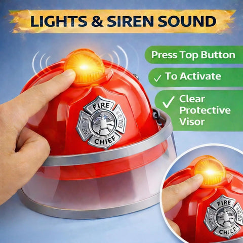 Deluxe 12 Piece Kids Firefighter Costume Set With Backpack Water Blaster Light Up Helmet Fire Extinguisher And Rescue Tools For Realistic Role Play Dress Up Fun, featuring fire chief helmet with siren.