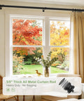 Heavy Duty All Metal Curtain Rod In Matte Black Adjustable From 18 To 45 Inches No Fuss Drapery Rod Installed Over Window