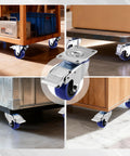 Heavy Duty 3 Inch Swivel Caster Wheels Set Of 4 seen on various furniture and storage, showcasing galvanized steel build and smooth 360 rotation.