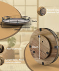 Kick Your Kitchen Clutter To The Curb With This Smooth Spinning Acacia Wood Lazy Susan Turntable Organizer and Round Wooden Tray for Condiments Spices and Bathroom Vanity Decked Out in Farmhouse Vibes dimensions with raised edges and non-slip pads.
