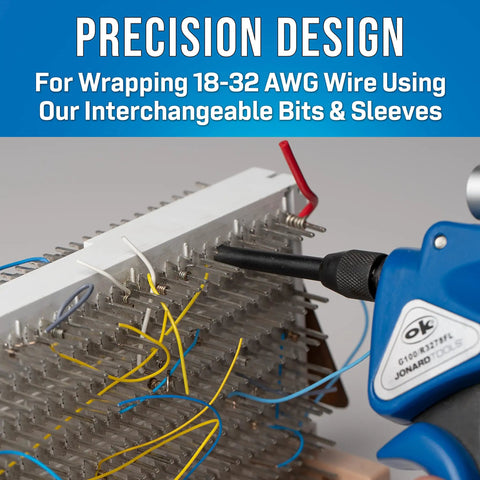 Aluminum Insulated Manual Wire Wrapping Tool With LED Flashlight wrapping wires on board, showing precision and LED function.