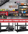 Beefy 5-Tier Wire Garage Shelving Unit With Adjustable Shelves, 2500 Lbs Capacity, Industrial Steel Storage Rack For Shop, Warehouse, Basement, Pantry And Garage Organization in black