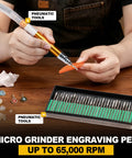 Rugged Micro Pneumatic Air Pencil Die Grinder Featuring Smooth Thumb Throttle 1/8 Inch Collet And Featherweight Grip for engraving tasks.