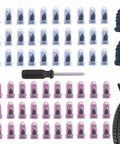 61 Piece Tire Repair Kit With Rubber Nails And Spiral Screws For Cars Trucks Motorcycles And Tractors, kit contents displayed