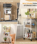 Super Smooth Rollin 4 Tier Microwave Cart With Gotta Have Storage For Coffee Bar Printer Stand Or Kitchen Counter Easy Glide Wheels in living room, office, and bathroom.