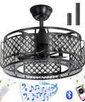 Crystal Ceiling Fan With Lights And Bluetooth Speaker Eighteen Point Eight Inches Dope Enclosed Bladeless Fandelier