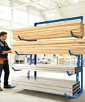 Beefy Industrial Cantilever Rack System For Heavy Duty Storage And Lumber Organization Freestanding Alloy Steel Pipe Rack With Upward Safety Hooks Garage Shed Workshop Storage 4000 LBS Capacity