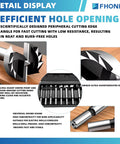 Premium Alloy Steel Heavy Duty Forstner Bit Set featuring eight precision heat treated round shank hole cutters displayed on wood.