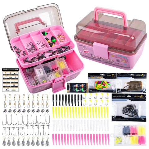 All In One Trout Fishing Tackle Kit With Pink Box Complete Soft Plastic Baits Swimbaits Scented Worms Jig Heads Sinks Floats And Sharp Hooks For Trout