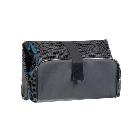 Mesh N Roll 100 Wheeled Dive Bag With Double Duffel Straps And Adjustable Top Carry Handle For Scuba Gear Denim Blue Heavy Duty Coated Mesh Sides