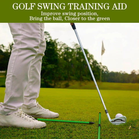 Golfer using 2 Pack 48 Inch Collapsible Golf Alignment Sticks Training Aid For Aiming, Putting, And Swing on green grass