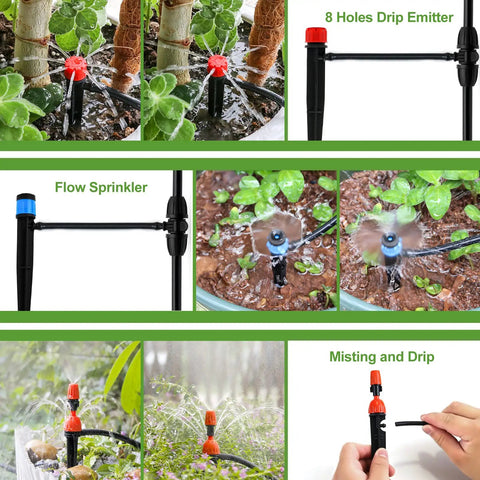Drip Irrigation Kit For Garden And Lawn 213 Ft Easy Setup With 50 Ft Main Line And 163 Ft Branch Tubing Adjustable Drip Or Mist Nozzles