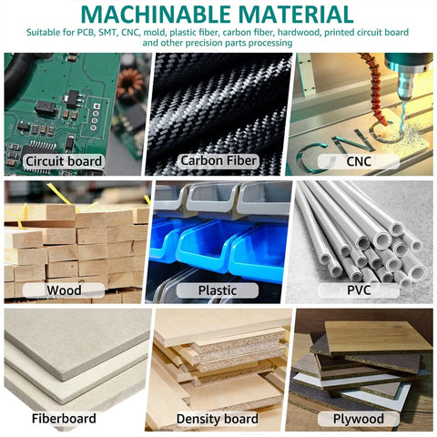 Materials machinable by 40 Pcs PCB Micro Drill Bit Set 0.1mm To 1.0mm Shank Spiral Tungsten Steel Carbide Bits for engraving and drilling.