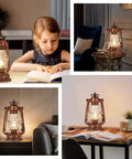 Industrial Rustic Lantern Table Lamp With Old Fashioned Oil Lamp Vibe For Farmhouse Bedroom Nightstand Hallway Study Room Vintage Night Light With Warm Glow And Cozy Desk Accent, multiple views