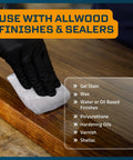 Hand using Stain Sponge Set 3 Pack For Wood Finishes And All Stains, Lint Free Streak Free Applicators on wooden surface
